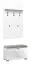 garderobe / kapstok met bankje Sabadell 04, kleur: wit / wit hoogglans - 209 x 80 x 38 cm (h x b x d)