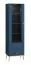 Vitrinekast Kumpula 01, kleur: donkerblauw - afmetingen: 190 x 55 x 40 cm (H x B x D), met 1 deur, 2 laden en 4 vakken