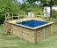 Tuinzwembad / pool 1 rechthoekig van hout, kleur: (natuur) keteldruk geïmpregneerd, Ø 476 cm, incl. trappen & balkon 2-delig