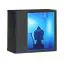 Bovenkast met veel opbergruimte 15, kleur: Wotan eik / grijs - Afmetingen: 140 x 260 x 40 cm (H x B x D), met blauwe LED-verlichting