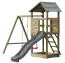 Spielturm S18B inkl. Wellenrutsche, Doppelschaukel-Anbau, Sandkasten und Holzleiter - Abmessungen: 311 x 369 cm (B x T)