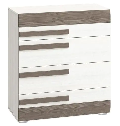 dressoir / ladenkast Knoxville 08, kleur: wit grenen / grijs - afmetingen: 96 x 86 x 42 cm (h x b x d), met 4 laden