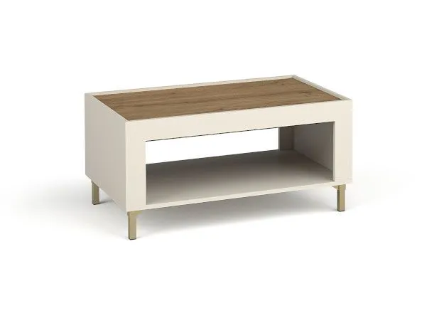 Stevige salontafel met één schap Barbe 26, ABS randbescherming, kleur: kasjmier, afmetingen: 46,5 x 97 x 56 cm, zeer duurzaam en gemaakt van hoogwaardig materiaal