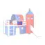 Stoffen tas - Kleur: Blauw/rood