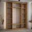 Eichenfarbener Schiebetürenschrank Tharo, Anti Staubbürsten, modern, auch für Wohnzimmer geeignet, Schwarzer Metallgriff, robust, 235,2 x 200 x 45 cm