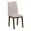 Eetkamerstoel Pärnu in klassieke stijl, bekleding van T-25-schuim, beukenhout gelakt in notenhoutkleur, hoogwaardige materialen, stofkleur beige/grijs