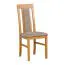 Eikenhouten stoel Nasran beige gestoffeerd, bekleding van T-25 schuim, hoog zitcomfort, zithoogte van 47 cm, klassieke stijl, duurzaam hout