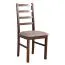 Koknese-eetkamerstoel in klassieke stijl, gestoffeerde zitting, massief beukenhout gelakt in notenhoutkleur, stof: beige/roodachtig, stevig hout