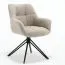 Esthetische eetkamerstoel met armleuningen Ruanda 01, in beige, 180° draaibaar, 82 x 60 x 62, volledig gestoffeerd, sierstiksels