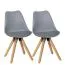 Eetkamerstoel set van 2 in Scandinavisch design, kleur: grijs / eik, zitschaal & zitkussen met kunstlederen bekleding