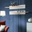 Elegant wandmeubel met haard Hompland 117, kleur: wit - Afmetingen: 170 x 260 x 40 cm (H x B x D), met push-to-open