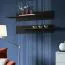 Uitzonderlijk wandmeubel Hompland 35 woonkamer, kleur: wit / zwart - Afmetingen: 170 x 260 x 40 cm (H x B x D), met blauwe LED-verlichting