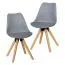 Eetkamerstoel set van 2 in Scandinavisch design, kleur: grijs / eik, zitschaal & zitkussen met kunstlederen bekleding