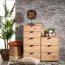 Hoge ladekast met vijf laden Pecini 07, kleur: Artisan eiken, ABS randbescherming, afmetingen: 95 x 45 x 40 cm, handgrepen & poten: zwart, modern design