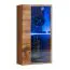 Bijzonder wandmeubel met vijf deuren Volleberg 27, kleur: eiken Wotan / wit - Afmetingen: 120 x 210 x 40 cm (H x B x D), met blauwe LED-verlichting
