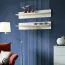 Elegant wandmeubel met haard Hompland 117, kleur: wit - Afmetingen: 170 x 260 x 40 cm (H x B x D), met push-to-open