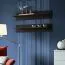 Moderne woonkamerwand Hompland 67, kleur: zwart / wit - Afmetingen: 170 x 210 x 40 cm (H x B x D), met blauwe LED-verlichting
