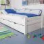 Kinderbed / jeugdbed "Easy Premium Line" K1/2n incl. 2 laden en 2 afdekpanelen, 90 x 200 cm massief beukenhout, wit gelakt
