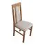 Houten stoel Nasran, zithoogte van 47 cm, massief beukenhout in licht walnoot, klassieke look, bekleding in T-25 schuim, bekleding in stof in beige