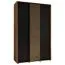 Platzsparender Schiebetürenschrank Mina in Eiche/Schwarz, viel Stauraum, 235,2 x 150 x 60 cm, Vorderseite aus Laminat Platten, Anti Staubbürsten