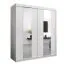 Schuifdeurkast / kledingkast Polos 04 met spiegel, kleur: mat wit - afmetingen: 200 x 180 x 62 cm (H x B x D)