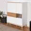 Vitrinekast Tuanai 03, kleur: eiken / wit hoogglans - 121 x 95 x 40 cm (H x B x D)