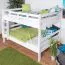 Stapelbed 160 x 190 cm voor volwassenen "Easy Premium Line" K24/n, hoofd- en voeteneind recht, massief beukenhout wit gelakt, deelbaar