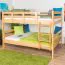 Stapelbed / twijfelaar 140 x 190 cm voor volwassenen "Easy Premium Line" K24/n, hoofd- en voeteneind recht, massief beuken transparant gelakt, deelbaar