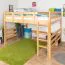 Hoogslaper 160 x 190 cm voor volwassenen "Easy Premium Line" K23/n, massief beukenhout natuur- transparant gelakt, deelbaar
