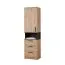 Kast / Fafe 06 / 195 x 52 x 40 cm / Soft Close / Hout effect / Artisan eiken / zwart / 1 deur / 1 open vak / 3 lades / 4 vakken / hoekig