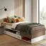 Bulolo 14 eenpersoonsbed / logeerbed, kleur: wit / noten - ligvlak: 90 x 200 cm (b x l)
