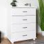 Massief grenen commode / ladekast Columba 12, in wit, 101 x 80 x 50 cm, met 4 grote laden, veel opbergruimte, modern en elegant
