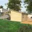 Enkele garage met carport GR 78 / sparren- en dennenhout / grondoppervlakte 42,31 m² / houten garage met aangebouwd dak / dubbele deuren, dubbele raam en enkele deur