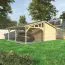Enkele garage met carport GR 78 / sparren- en dennenhout / grondoppervlakte 42,31 m² / houten garage met aangebouwd dak / dubbele deuren, dubbele raam en enkele deur