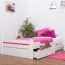 Jeugdbed "Easy Premium Line" K4 incl. 2 laden en 1 afdekplaat, 120 x 200 cm massief beukenhout, wit gelakt