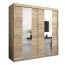 Schiebetürenschrank / Kleiderschrank Polos 05 mit Spiegel, Farbe: Eiche Sonoma - Abmessungen: 200 x 200 x 62 cm (H x B x T)