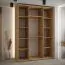 Kleiderschrank Mina mit Schiebetüren in Eiche/Schwarz, moderne Optik, viel Stauraum, Lamellen in Artisan Eiche, Anti Staubbürsten, 235,2 x 170 x 60 cm