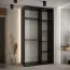 Kleiderschrank Mina mit Schiebesystem in Schwarz/Eiche gehalten, moderne Optik, viel Stauraum, Lamellen in Schwarz, Anti Staubbürsten, 235,2 x 130 x 60 cm