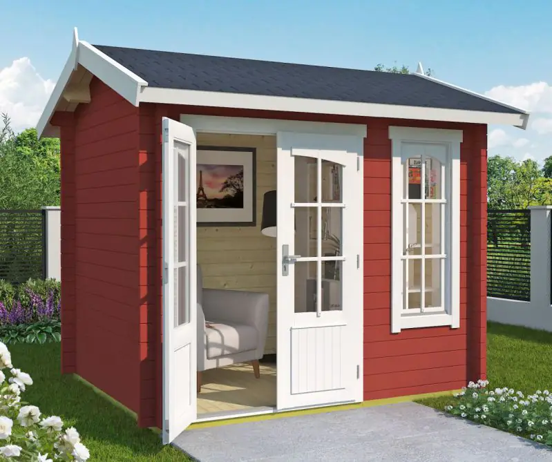 Chalet / tuinhuis G222 Zweeds rood incl. vloer - 44 mm, grondoppervlakte: 4,61 m², zadeldak