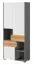 Jeugdkamer / tienerkamer - Klemens 02 draaideurkast / kledingkast, kleur: Grijs / Wit / eiken - Afmetingen: 190 x 80 x 38 cm (H x B x D)