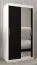 Schuifdeurkast / kledingkast Bisaurin 1C met spiegel, kleur: mat wit / Zwart - Afmetingen: 200 x 100 x 62 cm ( H x B x D)