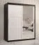 elegante kledingkast met één deur met spiegel Liskamm 35, kleur: mat zwart / mat wit - afmetingen: 200 x 150 x 62 cm (H x B x D), met voldoende opbergruimte