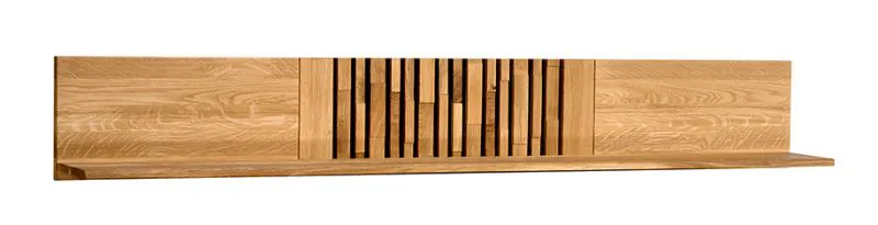 wandplank / hangrek Nobres 11 in eiken / naturel, 28 x 180 x 20 cm, ruimte voor decoratie, voor de woonkamer, aangevuld met decoratieve eiken lamellen