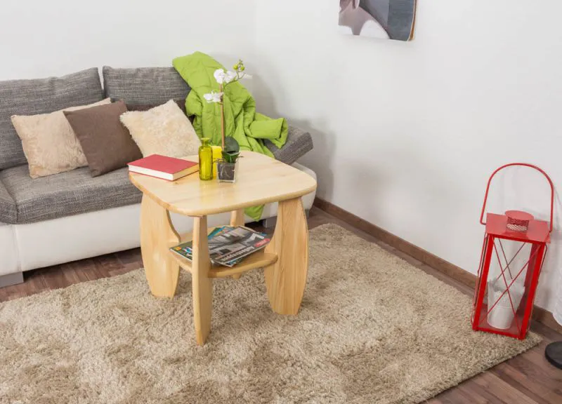 Salontafel massief grenen,, naturel 005 - Afmetingen 60 x 65 x 65 cm (H x B x D)
