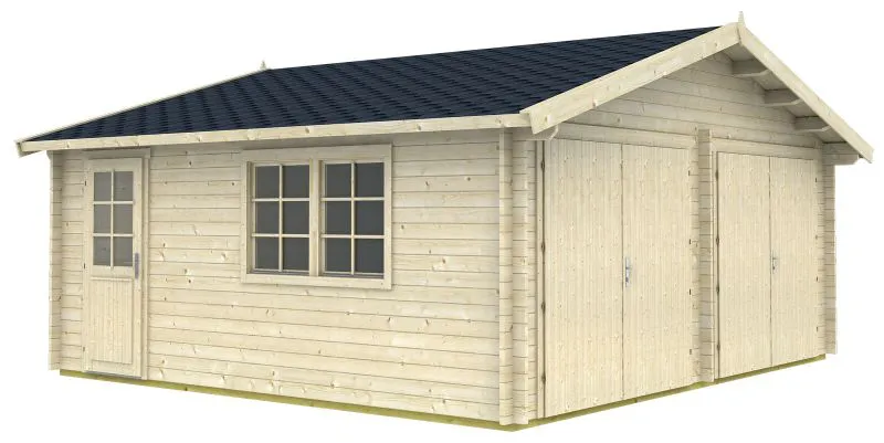 Houten garage Ortberg - 70 mm blokhut profielplanken, grondoppervlakte: 29,3 m², zadeldak