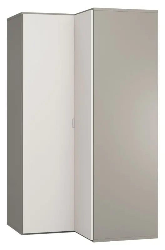 Draaideurkast / hoekkledingkast Bellaco 18, kleur: grijs / wit - Afmetingen: 187 x 102 x 104 cm (H x B x D)