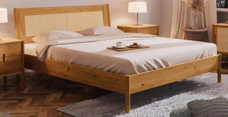 Tweepersoonsbed Wellsford 02 geolied massief wild eiken - ligvlak: 160 x 200 cm (B x L)