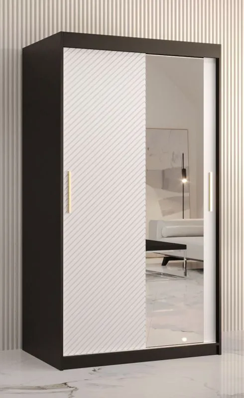 elegante kledingkast met vijf vakken Balmenhorn 27, kleur: mat zwart / mat wit - afmetingen: 200 x 100 x 62 cm (H x B x D)