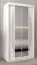 Schuifdeurkast / kleerkast met spiegel Tomlis 01A, kleur: mat wit - Afmetingen: 200 x 100 x 62 cm (H x B x D)