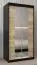Schuifdeurkast / kledingkast Bisaurin 1B met spiegel, kleur: zwart / eiken Sonoma - Afmetingen: 200 x 100 x 62 cm ( H x B x D)